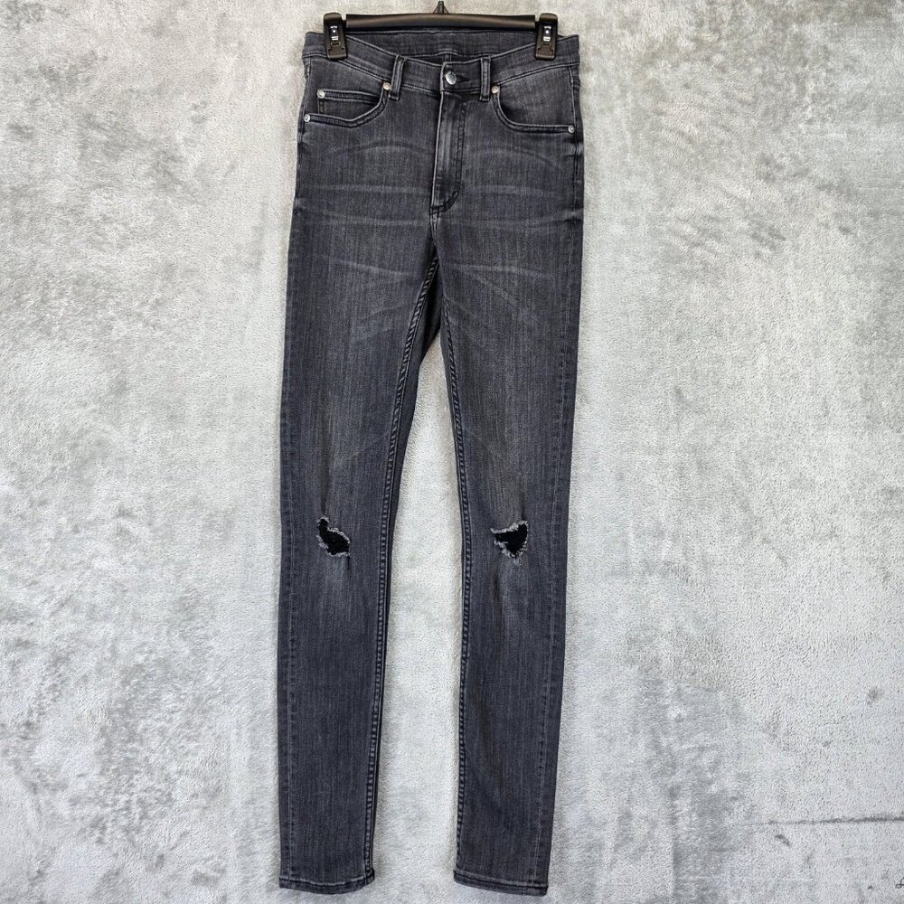 Cheap Monday Jeans Womens 27x32 Gray Second Skin Shadow Skinny Ripped Denim